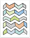 "Bevrons" kids' room wall art print, colorway 2.