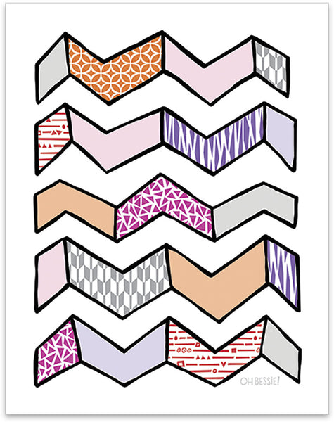 "Bevrons" kids' room wall art print, colorway 1.