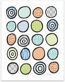 "Circles" kids' room wall print, colorway 2.