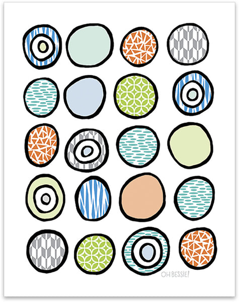 "Circles" kids' room wall print, colorway 2.