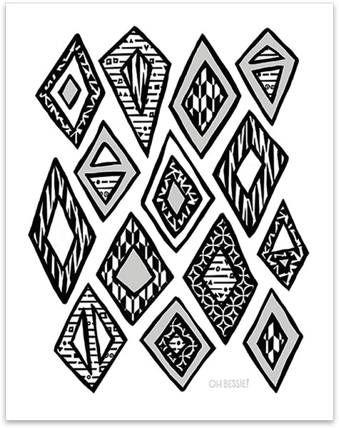 "Biamonds" kids' room wall print, colorway 3.