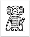 11" x 14" "Monkey" printed with pigment ink giclee print. Colorway 3.