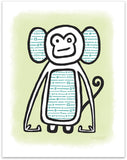 "Monkey" printed with pigment ink giclee print. Colorway 1.