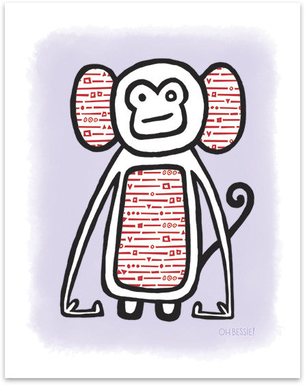 11" x 14" "Monkey" printed with pigment ink giclee print. Colorway 2.