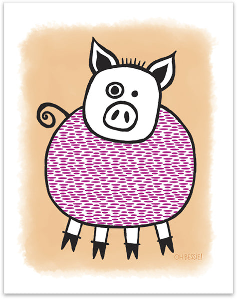 11" x 14" "Piggie" printed with pigment ink giclee print on artist quality cotton rag paper. Colorway 1.