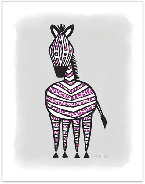 11" x 14" "Zebra" printed with pigment ink giclee print on artist quality cotton rag paper. Colorway 2.