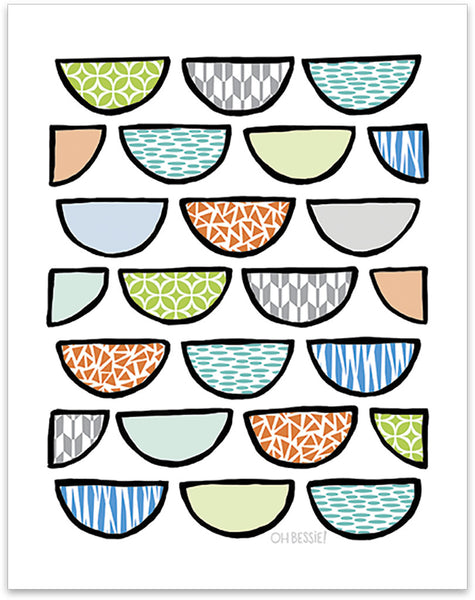 "Half Moon" kids' room wall art print, colorway 2.