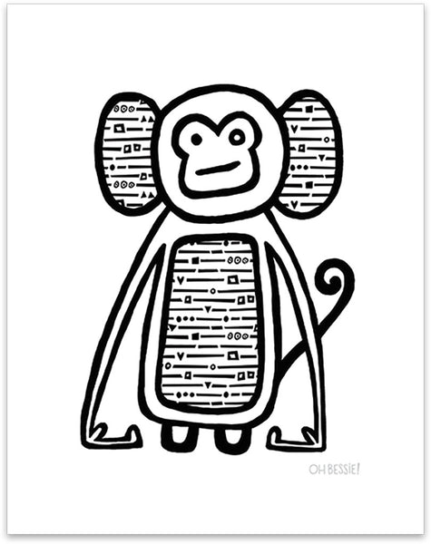 11" x 14" "Monkey" printed with pigment ink giclee print. Colorway 3.