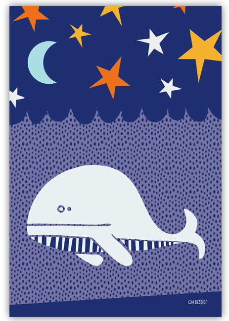 Nighttime Whale Wall Print