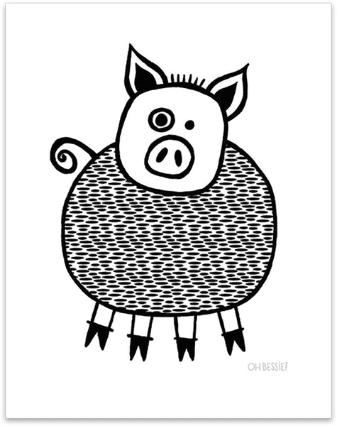 11" x 14" "Piggie" printed with pigment ink giclee print on artist quality cotton rag paper. Colorway 3.