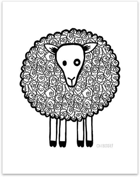 11" x 14" "Sheep" printed with pigment ink giclee print on artist quality cotton rag paper. Colorway 3.