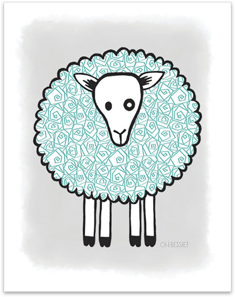 11" x 14" "Sheep" printed with pigment ink giclee print on artist quality cotton rag paper. Colorway 2.