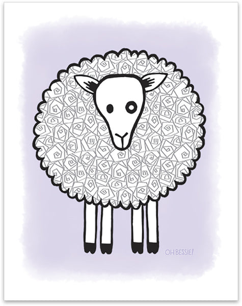 11" x 14" "Sheep" printed with pigment ink giclee print on artist quality cotton rag paper. Colorway 1.