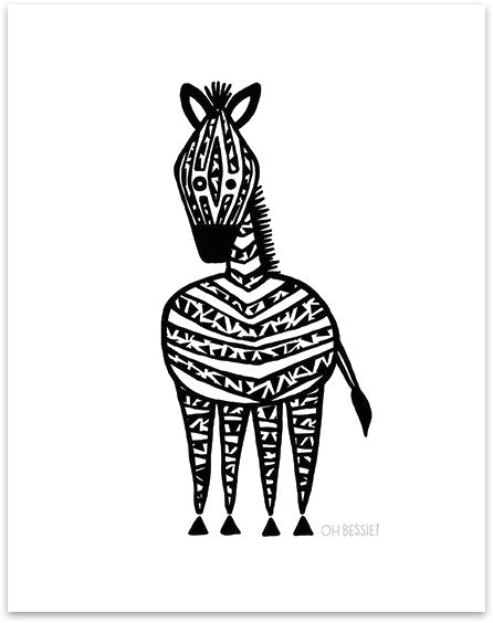 11" x 14" "Zebra" printed with pigment ink giclee print on artist quality cotton rag paper. Colorway 3.